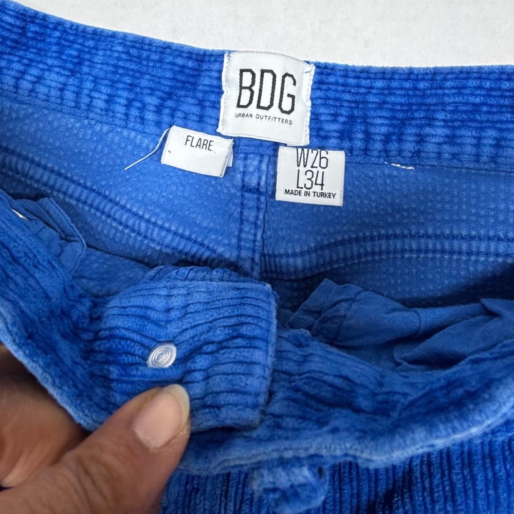 BDG Urban Outfitters Flare Corduroy Pants Womens 26 25X31 Blue Bellbottoms Retro - Picture 4 of 9